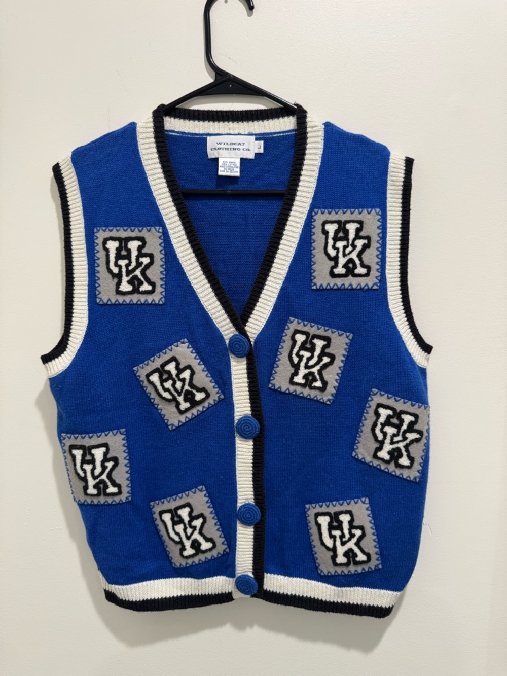 Vintage University of Kentucky Wildcats‎ Sweater Vest Blue UK Patch Knit Size L